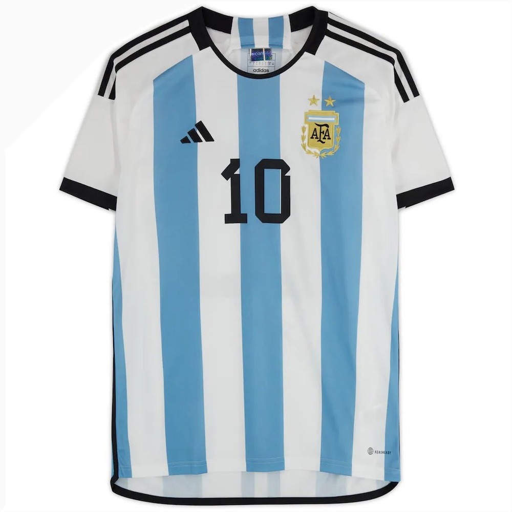 Adidas Argentina Messi 10 Soccer Jersey Kids Large Blue White Striped Kit